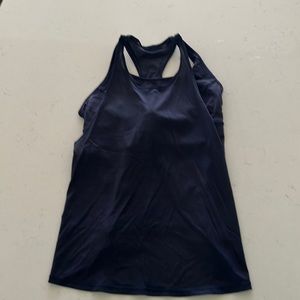 Lululemon built-in sports bra racerback tank, size 8 in Navy Blue